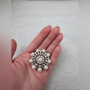 Elegant Silver and Pearl Brooch